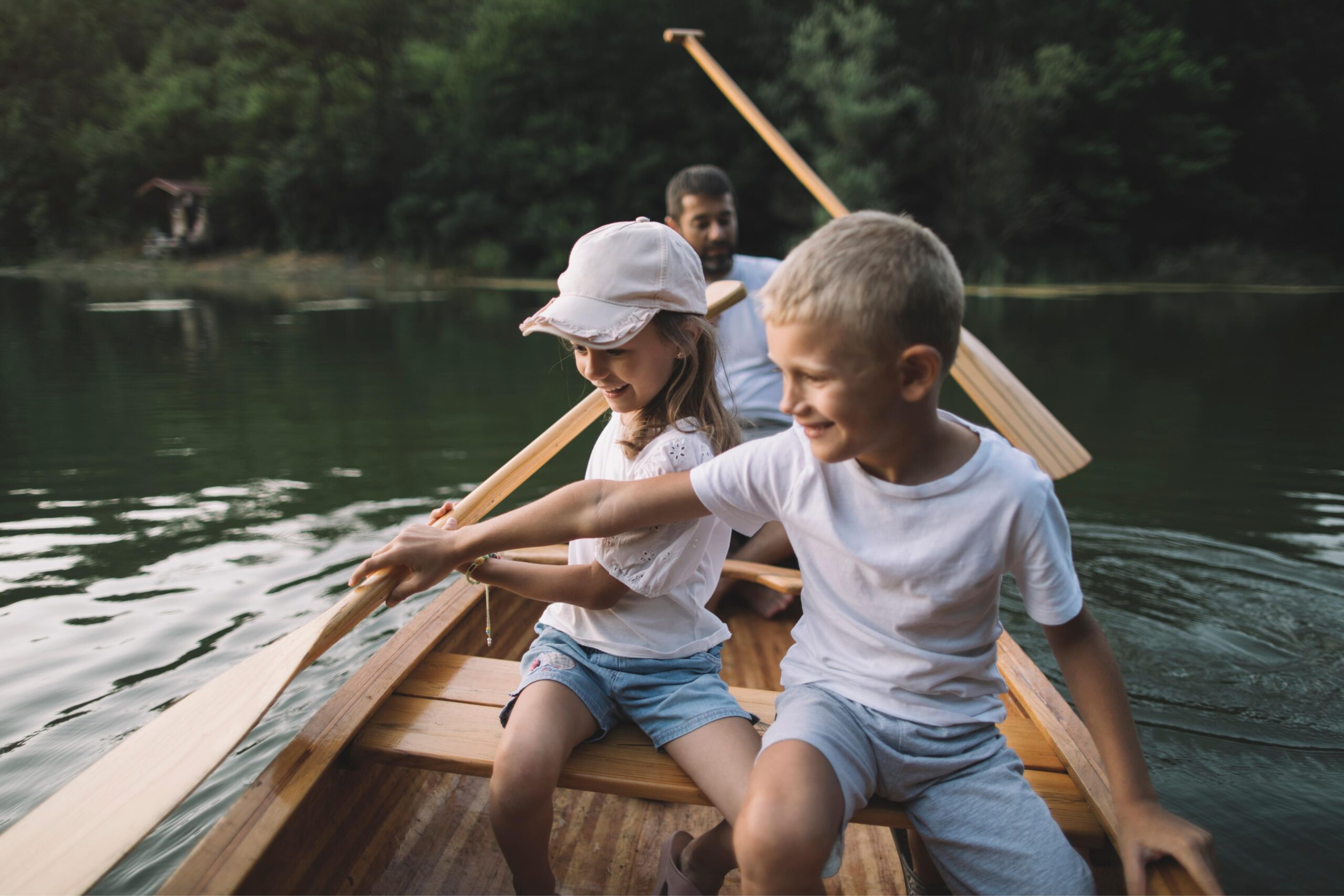 children on a boat